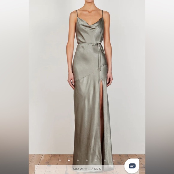 Shona Joy La Lune bias cowl neck dress size 6 in sage - Picture 2 of 6